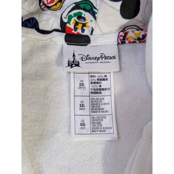 Disney Parks Epcot International Mickey Zip Up White Hoodie for Women AOP - Picture 5 of 7
